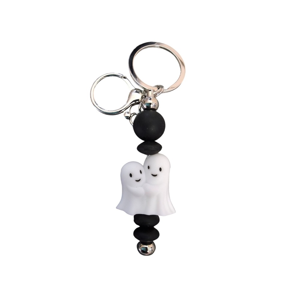 Halloween Ghosts Beaded Keychain or Bag Charm